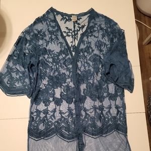 Dark Turquoise Lace Tunic Jacket Size M